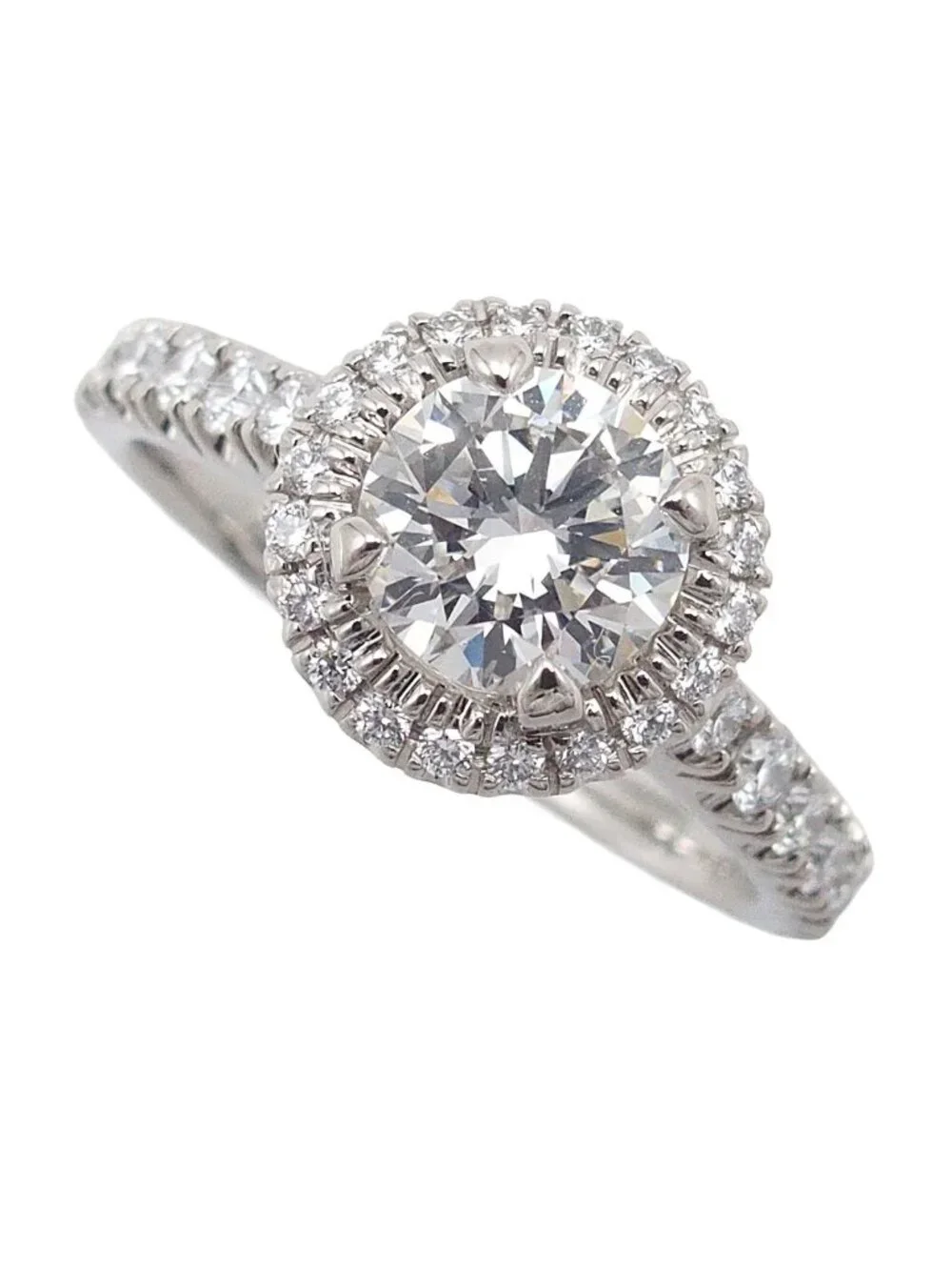 Cartier Destinee Solitaire Ring Platinum Diamond Pave 48